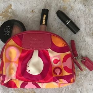 NWOT Coach satin print makeup bag